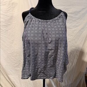 Women’s Navy & White Geometric Halter Tankini Top